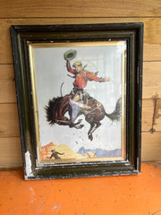 50's COWBOY ON BUCKING BRONCO- PRINT